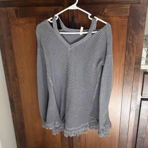 Wishlist Off-the-Shoulder Gray Sweater
